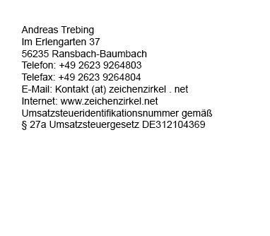 Impressum: Betreiber Andreas Trebing Im Erlengarten 37, 56235 Ransbach-Baumbach